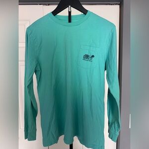 Vineyard Vines Long-Sleeve Pocket Tee in Teal Green Lacrosse edition